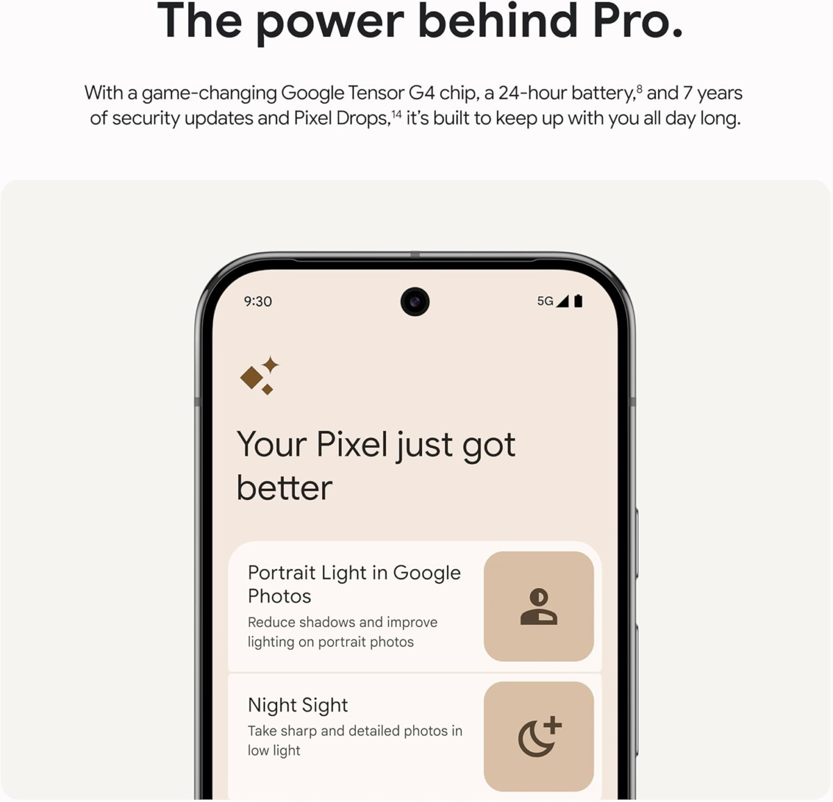 Pixel 9 Pro - Unlocked Android Smartphone with Gemini, Triple Rear Camera System, 24-Hour Battery, and 6.3" Super Actua Display - Porcelain - 512 GB - Image 8