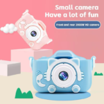 Gift Set Kids Photo Camera and Wireless Cat Headphones + Gift Paper Bag (Blue) Birthday, Christmas, New Year - Image 4