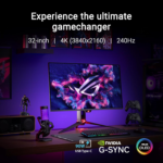 ROG Swift 32” 4K OLED Gaming Monitor (PG32UCDM) - UHD (3840 X 2160), QD-OLED, 240Hz, 0.03Ms, G-SYNC Compatible, Custom Heatsink, Graphene Film, 99% DCI-P3, True 10-Bit, 90W USB-C, 3 Year Warranty - Image 3