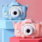 Gift Set Kids Photo Camera and Wireless Cat Headphones + Gift Paper Bag (Blue) Birthday, Christmas, New Year - Image 3