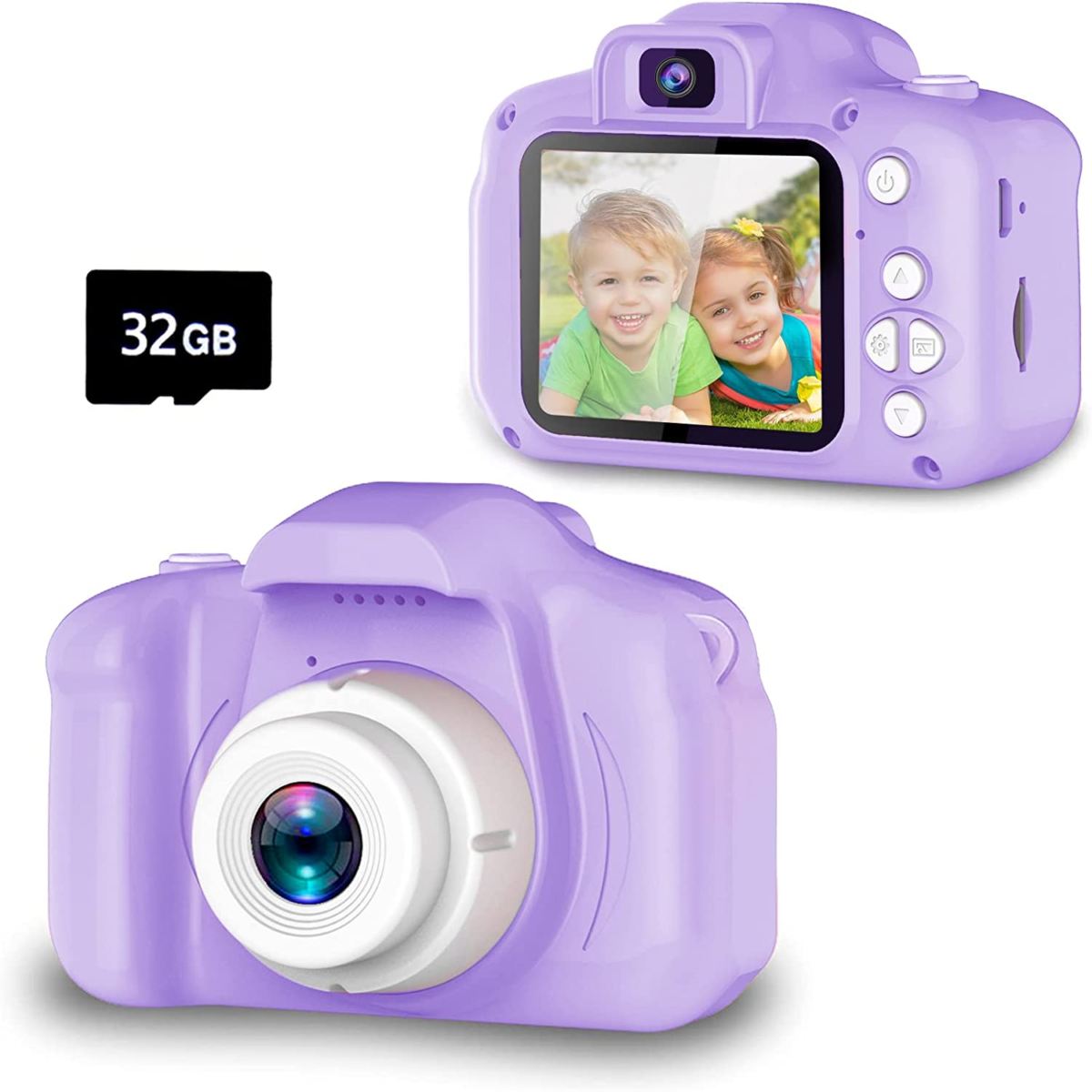 Upgrade Kids Selfie Camera, Christmas Birthday Gifts for Girls Age 3-9, HD Digital Video Cameras for Toddler, Portable Toy for 3 4 5 6 7 8 Year Old Girl with 32GB SD Card-Purple White - Image 1