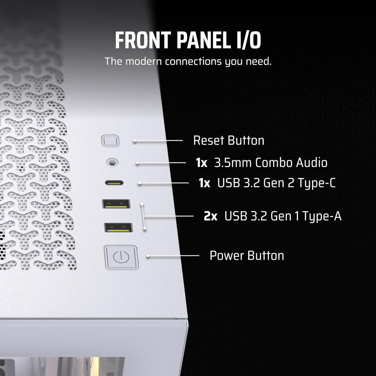 3500X ARGB Mid-Tower ATX PC Case – Panoramic Tempered Glass – Reverse Connection Motherboard Compatible – 3X  RS120 ARGB Fans Included – White - Image 6