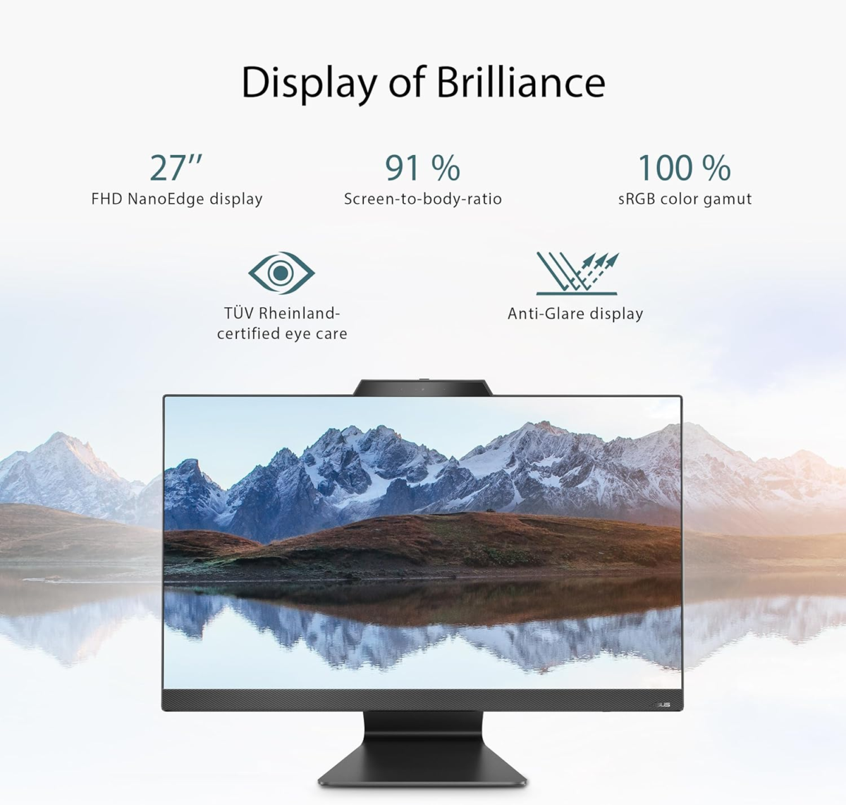 M3702 All-In-One, 27” FHD Display, AMD Ryzen™ 5 7520U Processor, 16GB RAM, 1TB SSD, Windows 11 Home, Kensington Lock, Black, M3702WFA-PB506 - Image 3