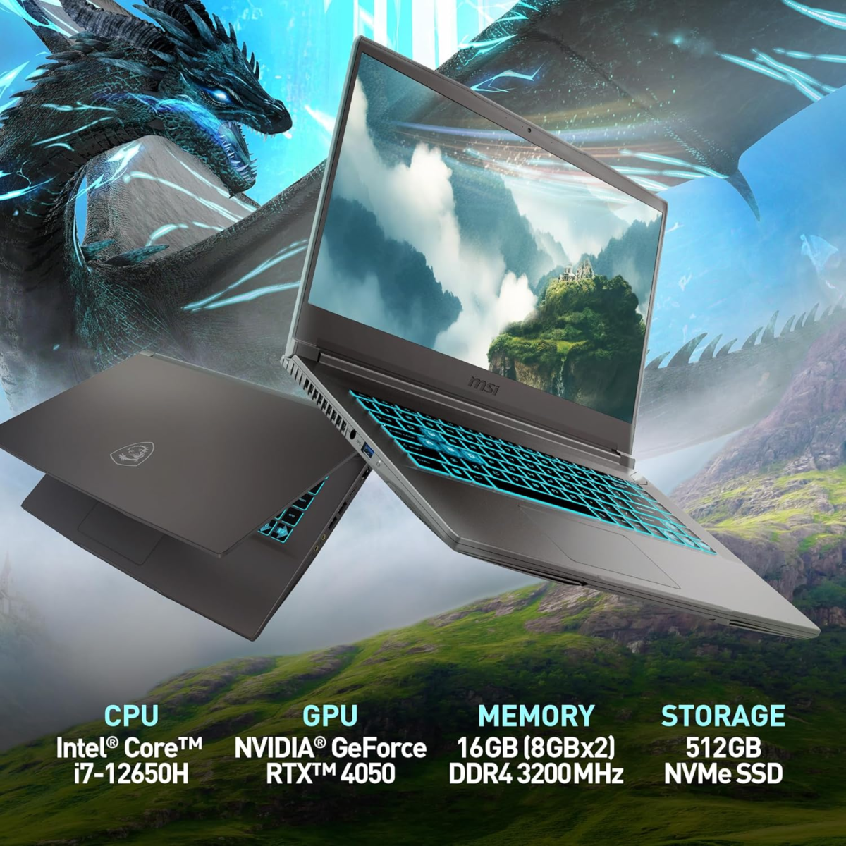 Thin 15 15.6” 144Hz FHD Gaming Laptop: Intel Core I7-12650H, NVIDIA Geforce RTX 4050, 16GB DDR5, 512GB Nvme SSD, Cooler Boost 5, Win 11: Black B12VE-2023US - Image 2