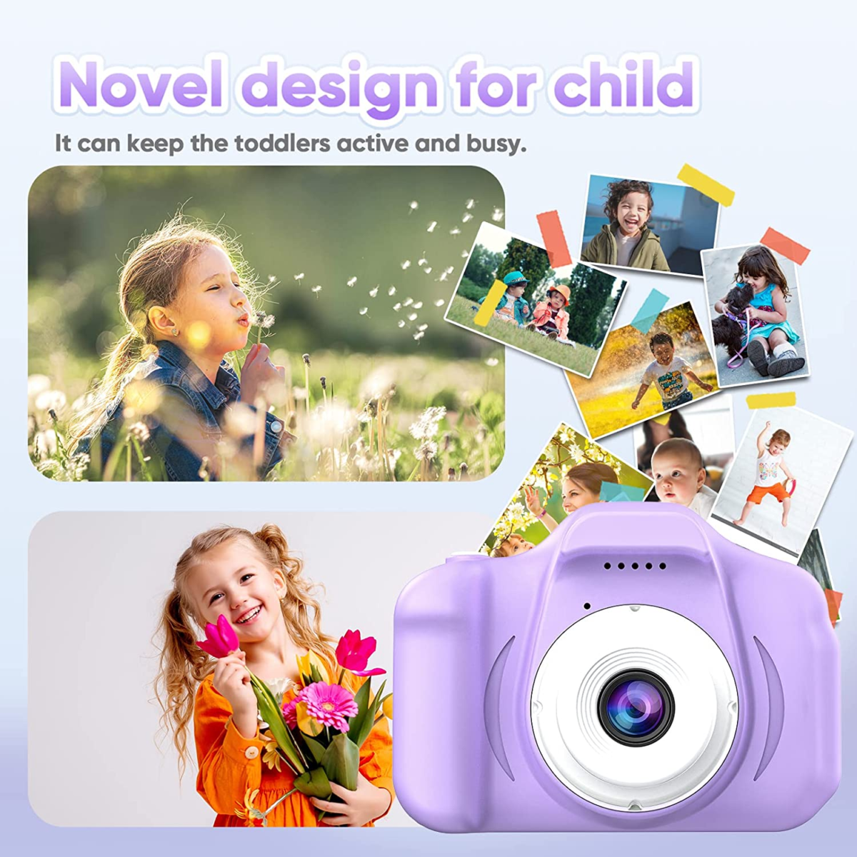 Upgrade Kids Selfie Camera, Christmas Birthday Gifts for Girls Age 3-9, HD Digital Video Cameras for Toddler, Portable Toy for 3 4 5 6 7 8 Year Old Girl with 32GB SD Card-Purple White - Image 6