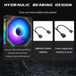 Prism 140Mm ARGB Case Fan,Infinity Mirror Light Effect Design Cooling Fan, 140Mm CPU PWM Fan 1600RPM 74.26CFM 2.13MMH20 HDB Bearing for PC Case&Cpu Cooler - Image 2