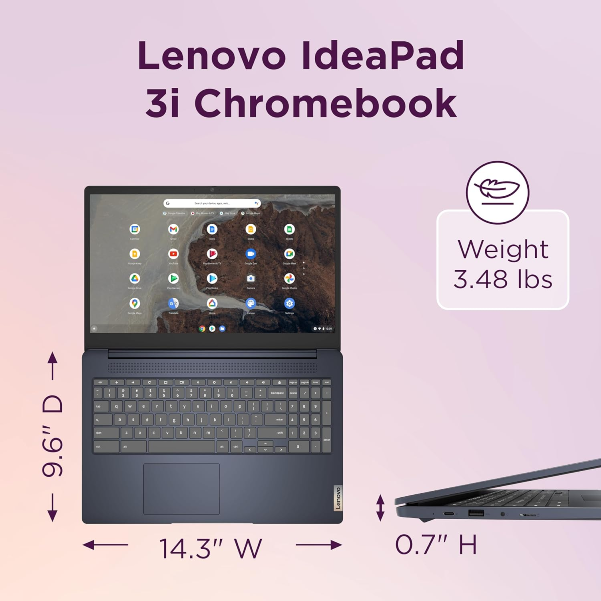 Ideapad 3I Chromebook, 15.6” FHD Display, Intel Celeron N4500, 8GB RAM, 64GB Emmc, 1920X1080 Px, 720P Camera, Chrome OS, Abyss Blue - Image 7
