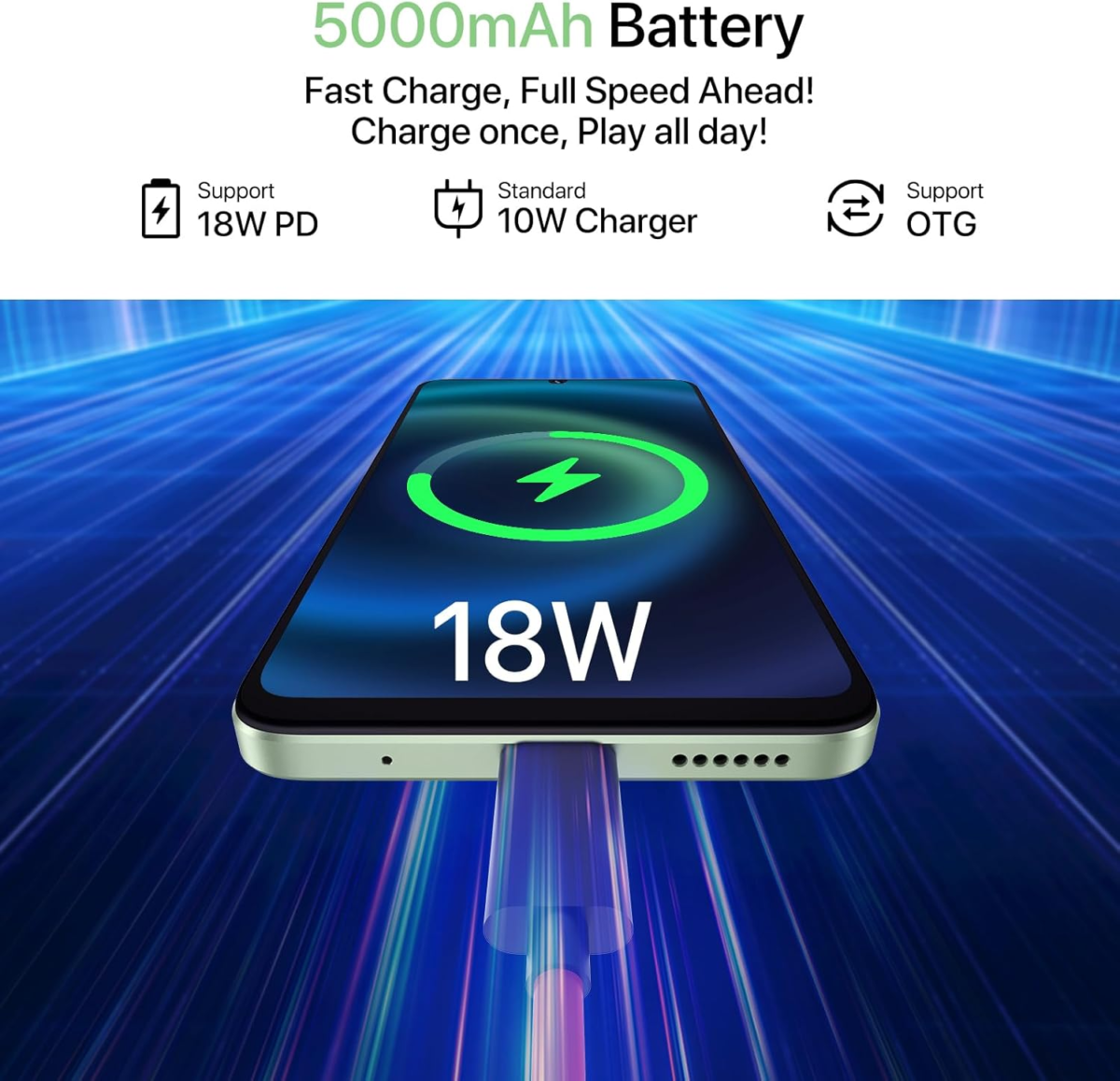 G9T Cell Phone, Android 14 Smartphone Unlocked, 6.75" HD+ 90Hz Display, 5000Mah Battery, 18W Fast Charging, 8(4+4)+128GB/1TB TF, 13MP Camera, AI Face & Fingerprint Unlock, 4G Dual SIM, GPS - Image 5