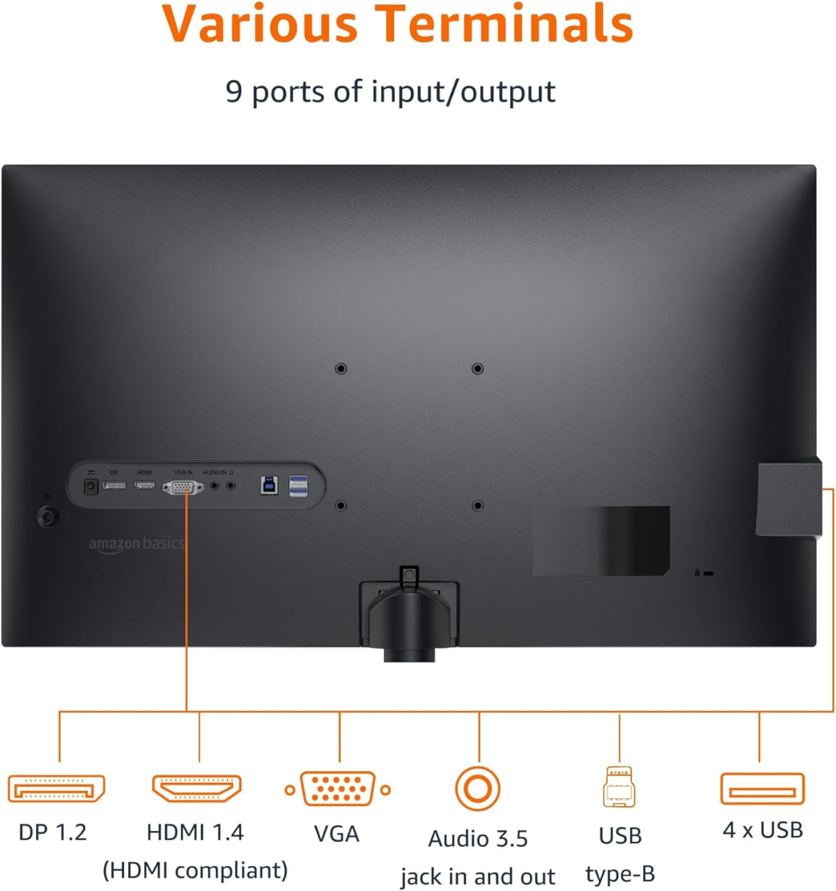 27 Inch Monitor, FHD 1080P, Max 100Hz, VESA Compatible, Built-In Speakers, Black - Image 3