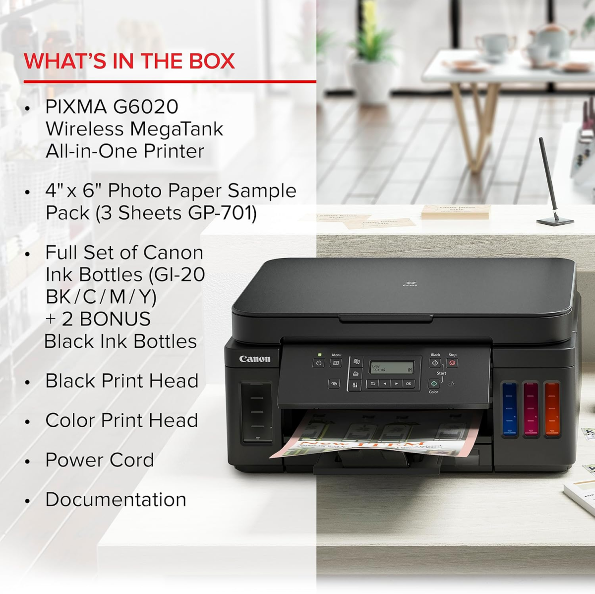 PIXMA G6020 All-In-One Supertank Wireless (Megatank) Printer, Copier and Scan with Mobile Printing, Black, Works with Alexa - Image 7