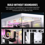3500X ARGB Mid-Tower ATX PC Case – Panoramic Tempered Glass – Reverse Connection Motherboard Compatible – 3X  RS120 ARGB Fans Included – White - Image 4