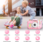 Kids Camera Toys for 3-8 Year Old Girls Boys,Children Digital Video Camcorder Camera with Cartoon Soft Cover, Best Chritmas Birthday Festival Gift for Kids - 32G SD Card Included (Pink-Djs) - Image 3