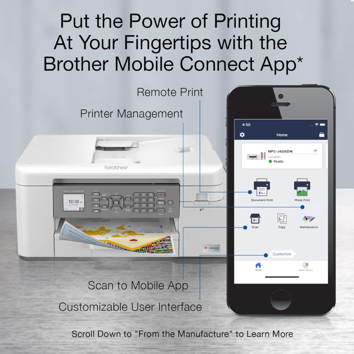 MFC-J4335DW Inkvestment Tank All-In-One Printer with Duplex and Wireless Printing plus up to 1-Year of Ink In-Box - Image 4