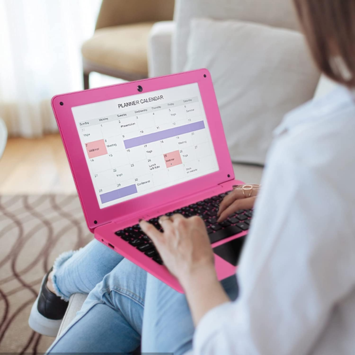 10.1" Inch Kids Netbook Laptop, Powered by Android 12 Operating System, 2Gb Ram, 64Gb Storage,2* USB, Camera, Wifi + Free Accessories Included. - Pink - Image 2