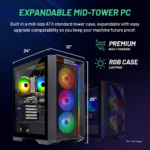 Nebula Gaming PC Desktop – AMD Ryzen 5 3600 3.6 Ghz, NVIDIA GTX 1650, 500GB NVME SSD, 16GB DDR4 RAM 3200, 600W Gold PSU, 11AC Wi-Fi, Windows 11 Home 64-Bit,Black - Image 6