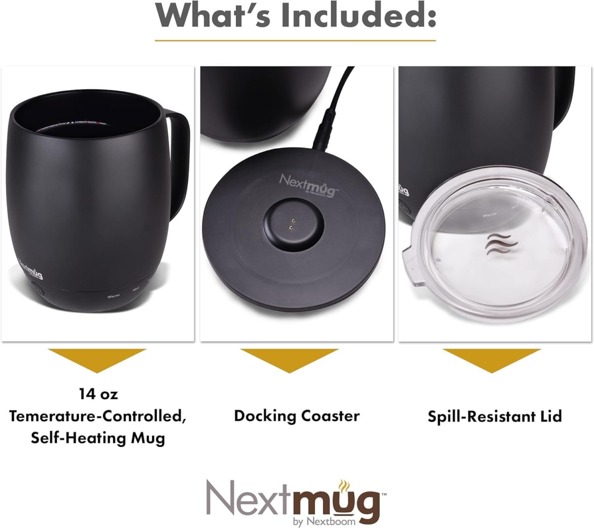 Nextmug - Temperature-Controlled, Self-Heating Coffee Mug (Graphite - 14 Oz.) - Image 3