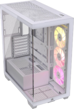 3500X ARGB Mid-Tower ATX PC Case – Panoramic Tempered Glass – Reverse Connection Motherboard Compatible – 3X  RS120 ARGB Fans Included – White