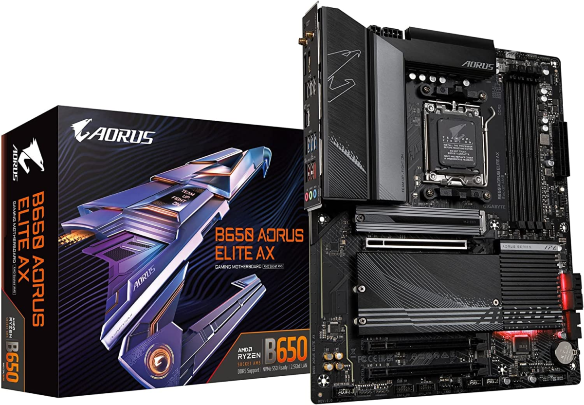B650 AORUS Elite AX AMD B650 ATX Motherboard with DDR5, Pcie 5.0, Wifi 6E, 5-Year Warranty - Image 1