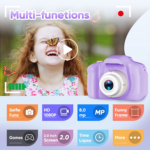 Upgrade Kids Selfie Camera, Christmas Birthday Gifts for Girls Age 3-9, HD Digital Video Cameras for Toddler, Portable Toy for 3 4 5 6 7 8 Year Old Girl with 32GB SD Card-Purple White - Image 3