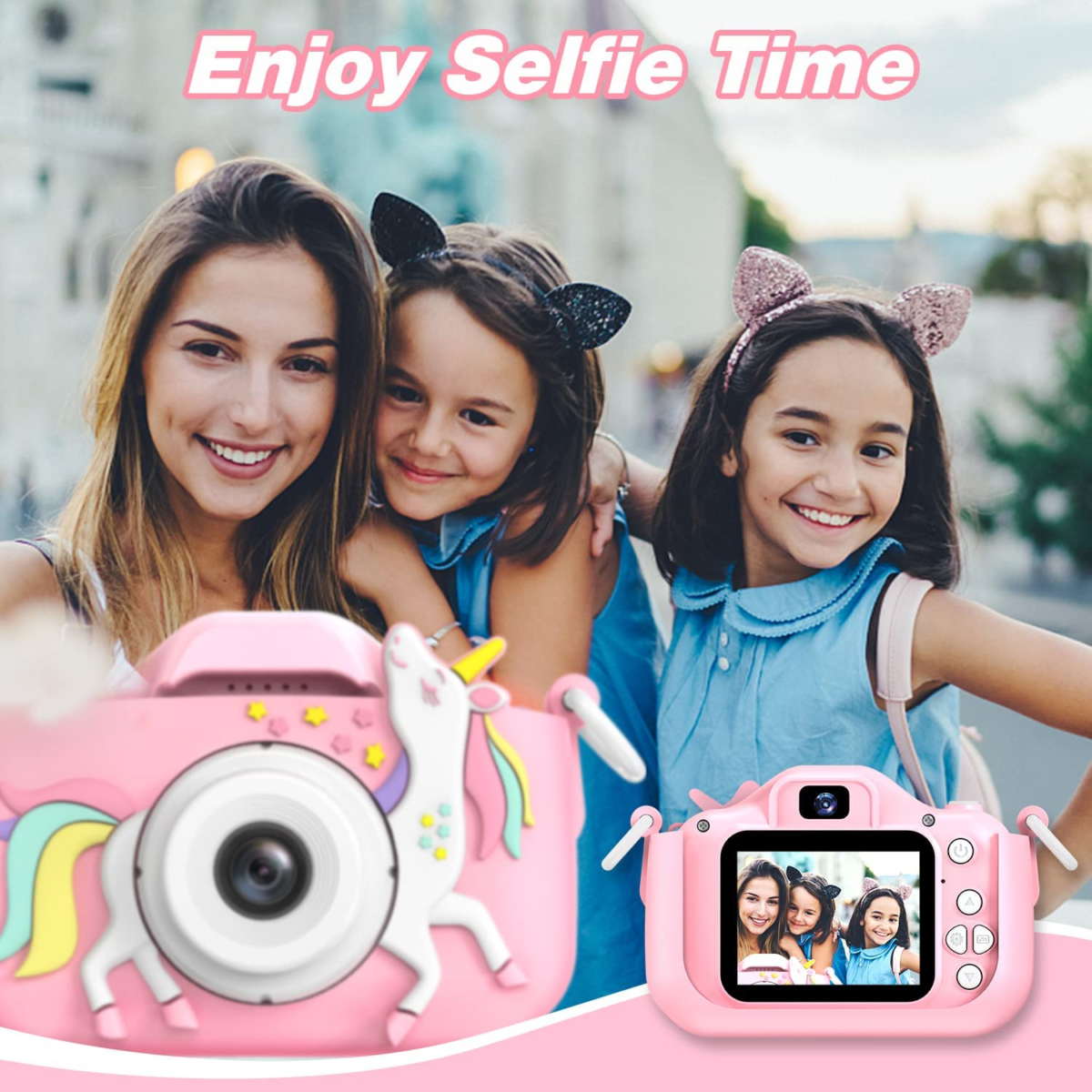 Kids Camera Toys for 3-8 Year Old Girls Boys,Children Digital Video Camcorder Camera with Cartoon Soft Cover, Best Chritmas Birthday Festival Gift for Kids - 32G SD Card Included (Pink-Djs) - Image 4