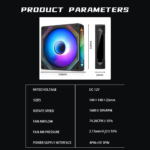 Prism 140Mm ARGB Case Fan,Infinity Mirror Light Effect Design Cooling Fan, 140Mm CPU PWM Fan 1600RPM 74.26CFM 2.13MMH20 HDB Bearing for PC Case&Cpu Cooler - Image 6