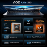 Gaming Laptop with AMD Ryzen 7 5825U Processor(8C/16T, up to 4.3Ghz) 16.1“ FHD Display Laptop Computer with Backlit Keyboard, 16GB RAM 512GB Nvme SSD, Wifi 6, HDMI, USB3.2, Type-C, 53Wh Battery - Image 2