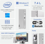 Ideacentre 3 Small Slim Desktop Computer for Daily Use, Intel Processor, 16GB RAM, 1TB SSD, HDMI, RJ-45 Ethernet, 6 USB Ports, Wi-Fi 6, Bluetooth, Wired KB & Mouse, Windows 11 Home, Grey - Image 2