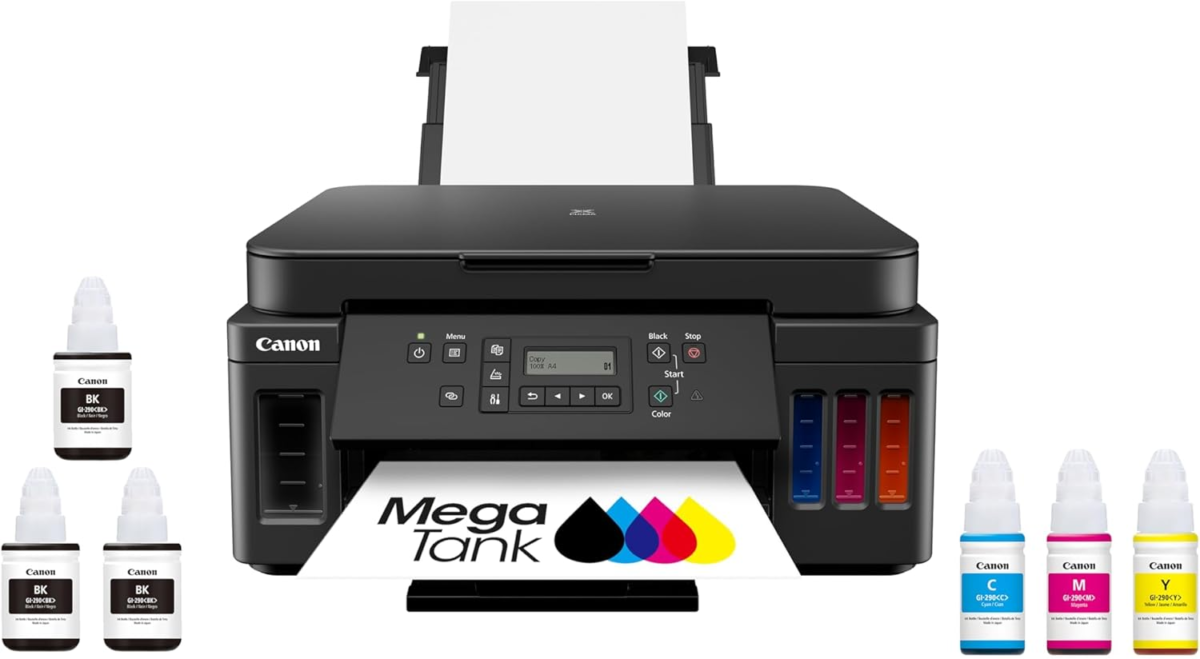 PIXMA G6020 All-In-One Supertank Wireless (Megatank) Printer, Copier and Scan with Mobile Printing, Black, Works with Alexa - Image 1