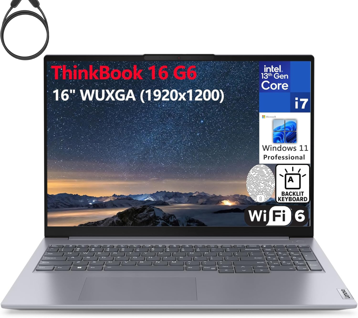 Thinkbook 16 G6 16" FHD+ Laptop Computer, 13Th Gen Intel 14-Core I7-13700H, 16GB DDR5 RAM, 512GB Pcie SSD, Wifi 6, Bluetooth 5.2, Backlight Keyboard, Fingerprint Reader, Windows 11 Pro, Tilsiy - Image 1