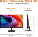 27 Inch Monitor, FHD 1080P, Max 100Hz, VESA Compatible, Built-In Speakers, Black - Image 5
