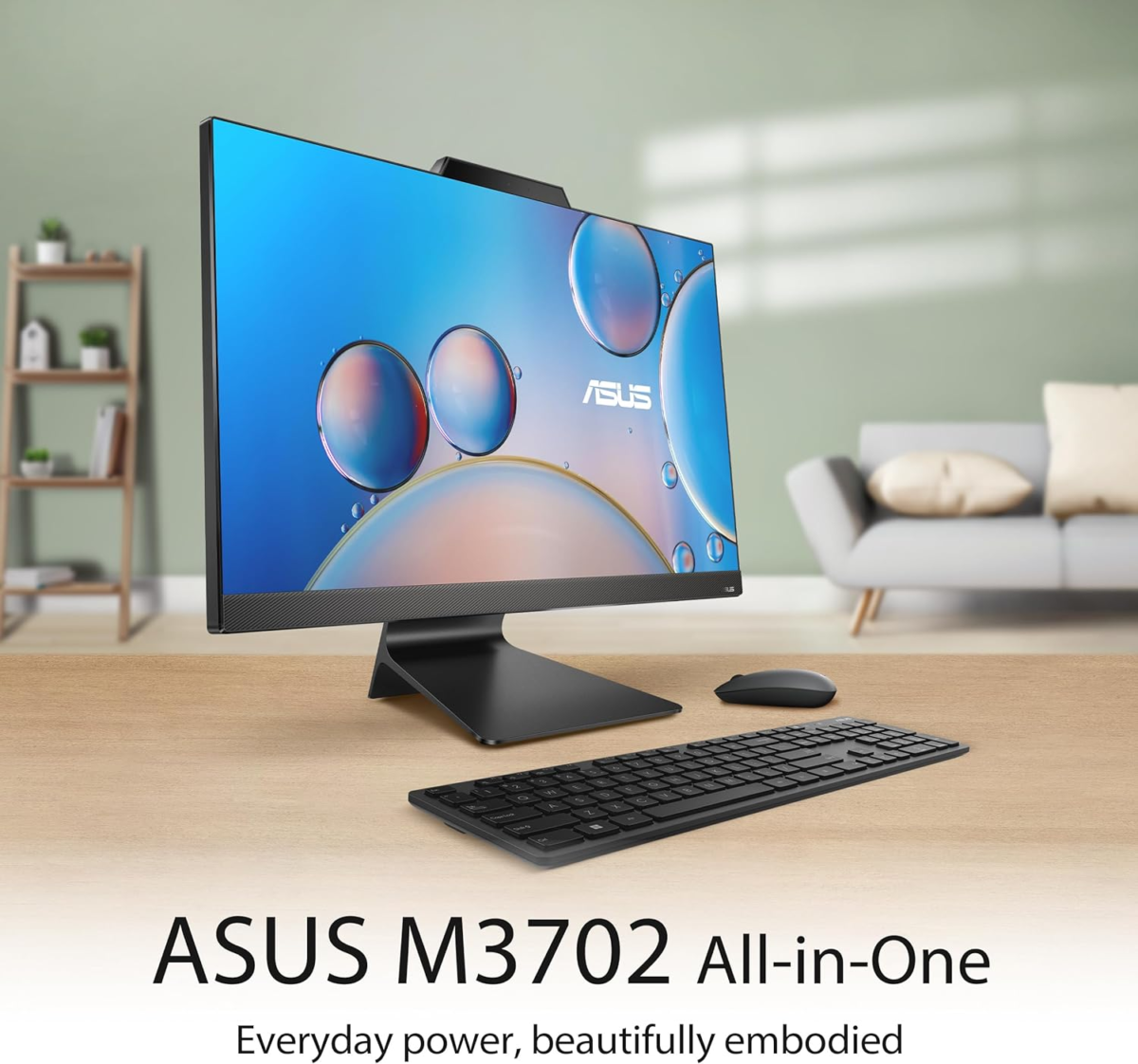 M3702 All-In-One, 27” FHD Display, AMD Ryzen™ 5 7520U Processor, 16GB RAM, 1TB SSD, Windows 11 Home, Kensington Lock, Black, M3702WFA-PB506 - Image 2